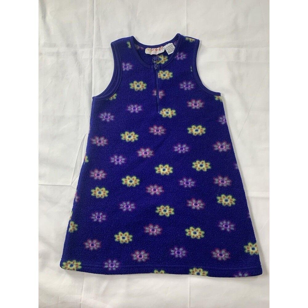VNT Girls Tribe Kids Dress Sz S Fleece Floral Y2K Purple Sleeveless